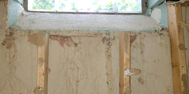 Leaking window ledge foundation crack Leaking window ledge foundation crack