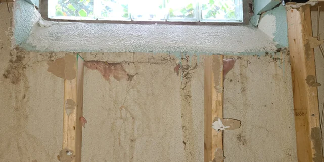 Leaking window ledge foundation crack Leaking window ledge foundation crack